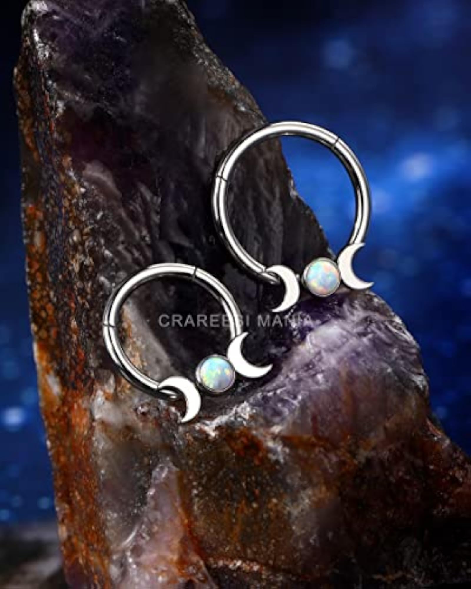 Women's Moon Septum Ring, 16g Stainless Steel